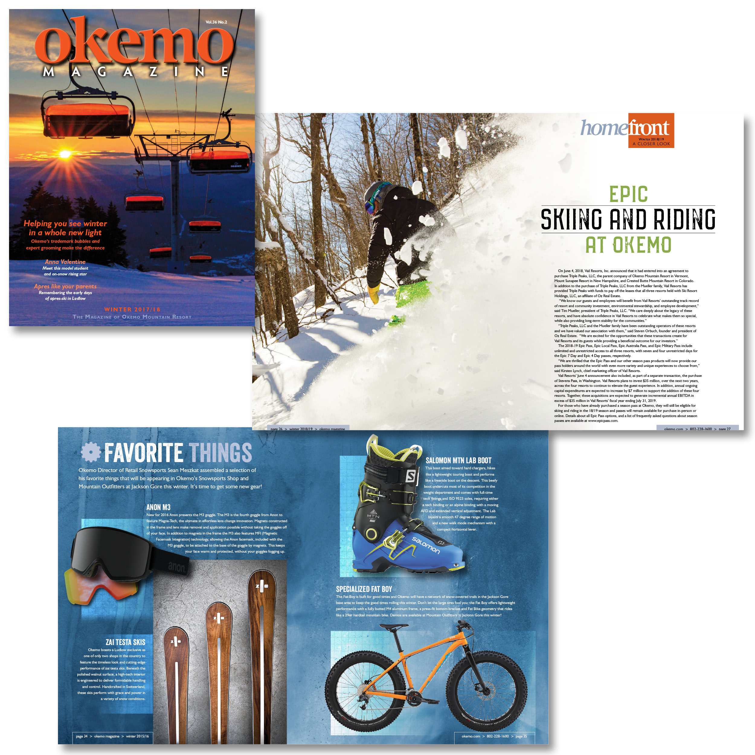 Okemo Mountain Resort Winter Magazine layouts